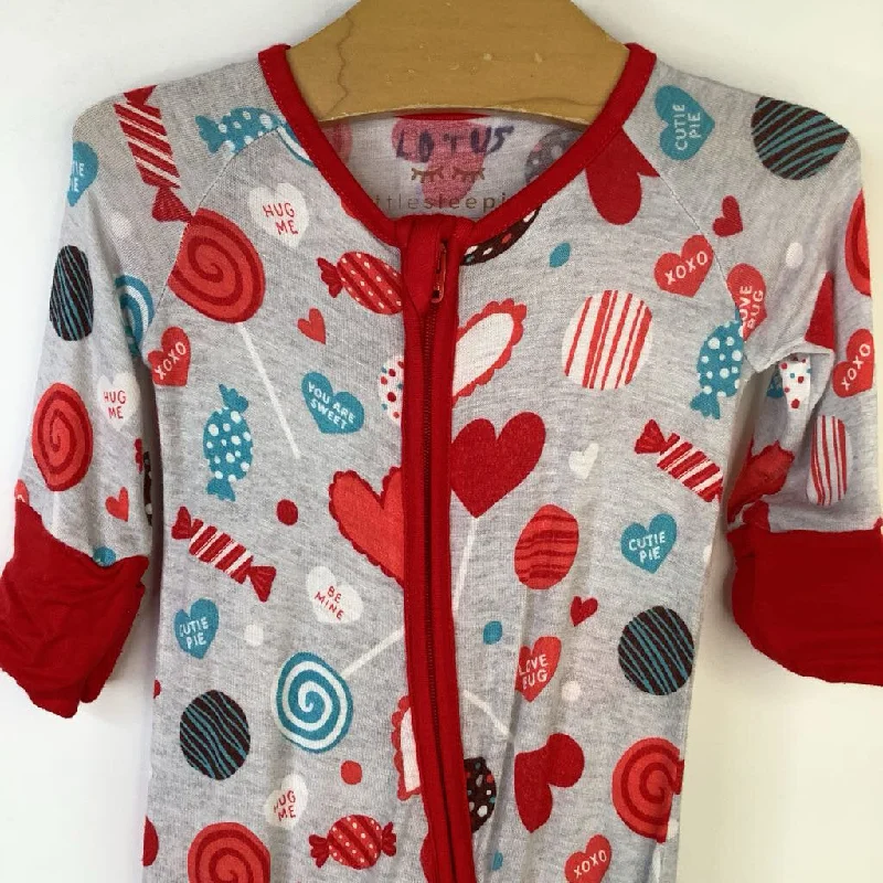 Size NB: Little Sleepies Light Grey Red/Blue/White Candy Long Sleeve PJS