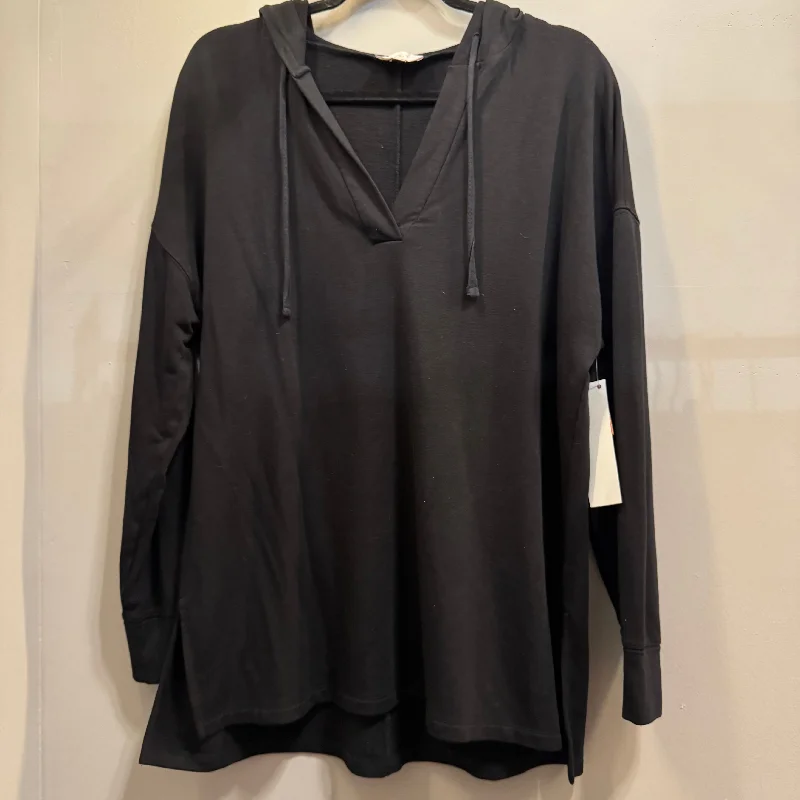 Sweatshirt Hoodie By Loft In Black, Size: L