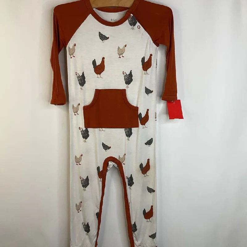 Size 2: Kyte Orange/White Chicken Print 1pc PJs