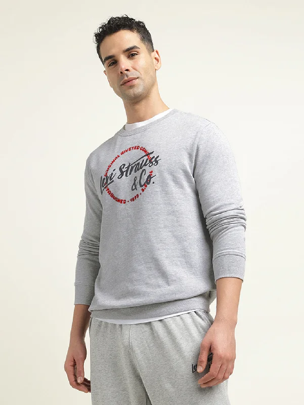 Men's Solid Grey Crew Neck Sweatshirt