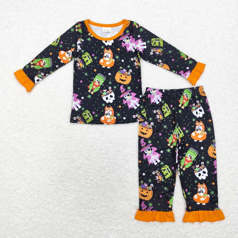 GLP1756 bluey Halloween Pumpkin Star Lace Black Orange long sleeve pants pajamas set high quality wholesale