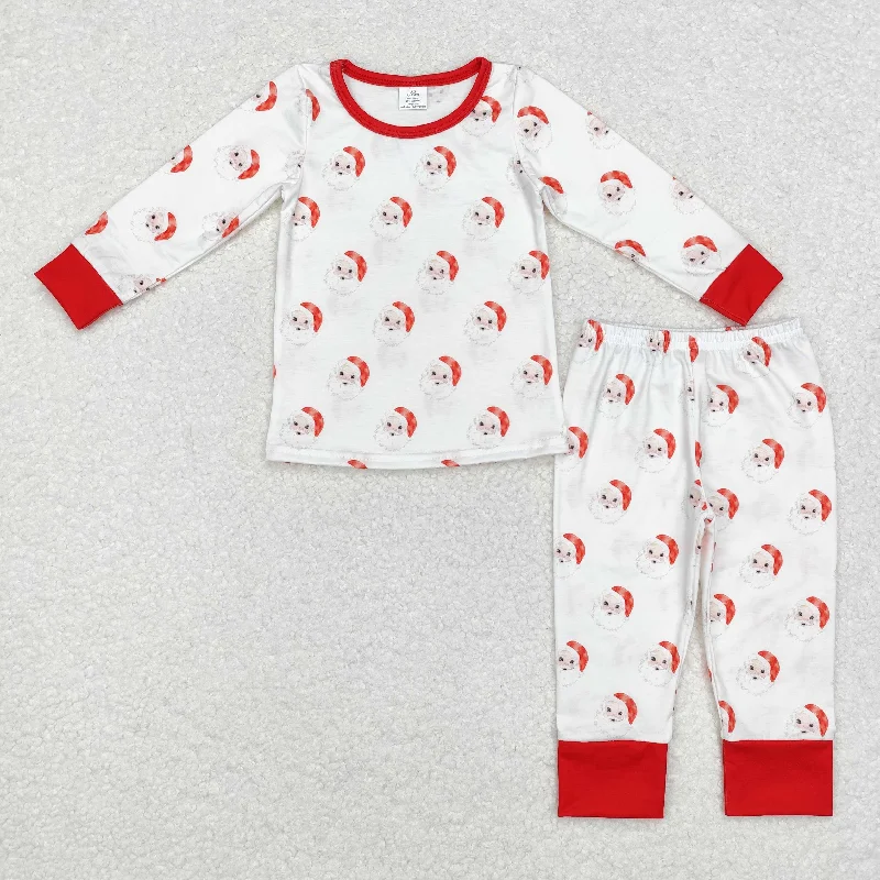 BLP0751 Modal Santa Claus red and white long sleeve pants pajamas set high quality