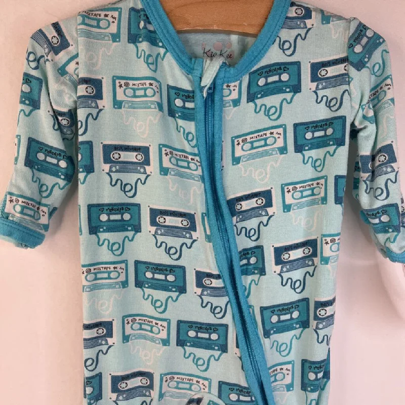 Size 0-3m: Kickee Pants Light Blue/ Mixtapes 1pc Footy PJs