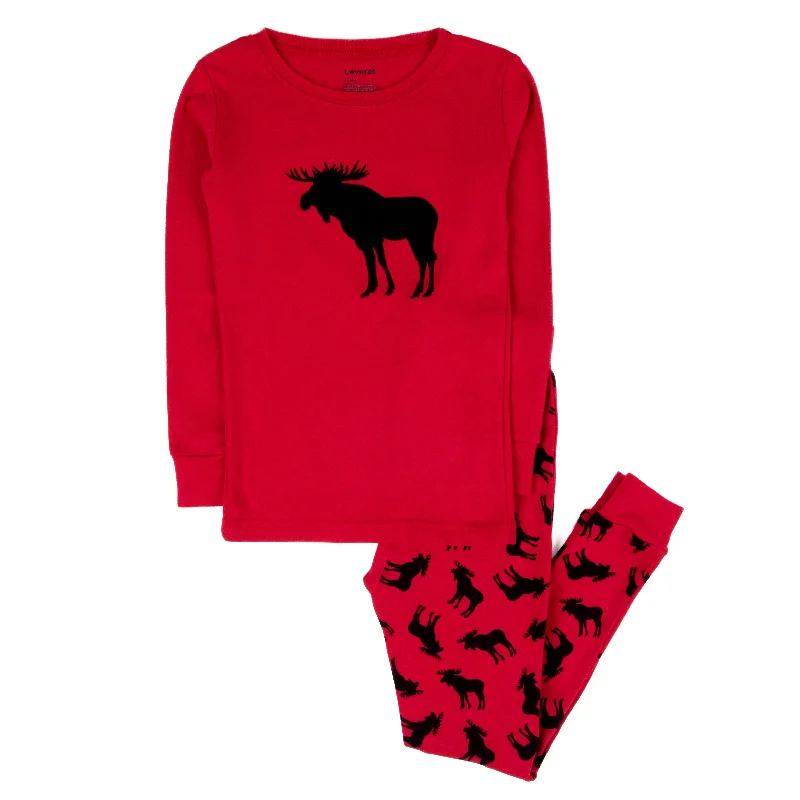 Christmas Kids Two Piece Cotton Pajamas Moose