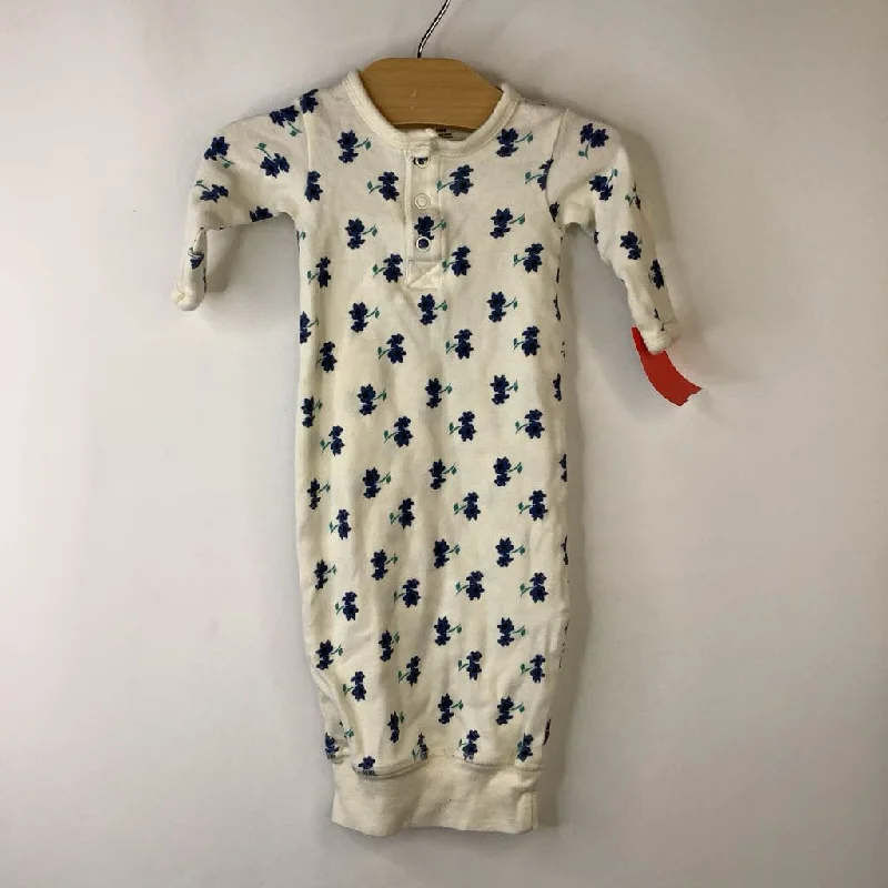 Size Preemie: Touched by Nature Organic White Blue Floral Print Nighty