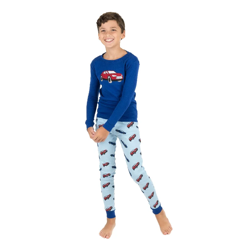 Kids Two Piece Cotton Pajamas Car