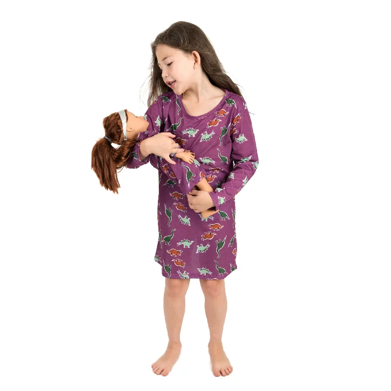 Girls and Matching Doll Nightgown Dinosaur