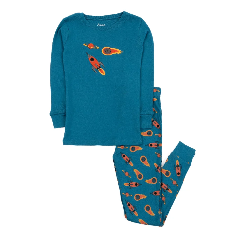 Kids Two Piece Cotton Pajamas Rocket