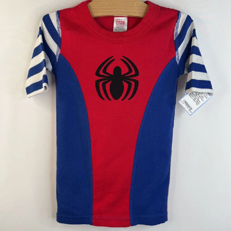 Size 6-7 (120): Hanna Andersson Marvel Red/Blue/White Spider-Man Short Sleeve Short 2pc PJs