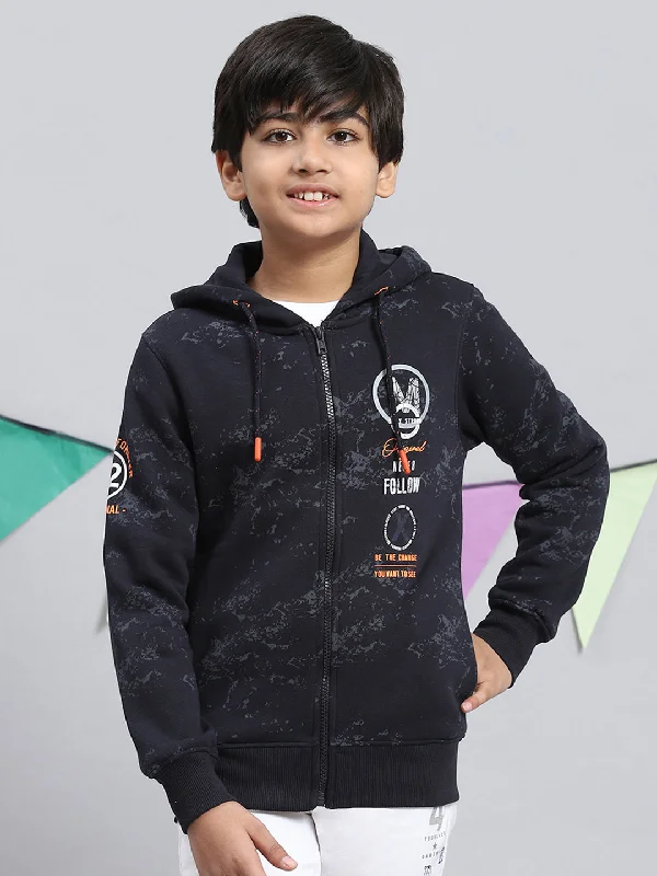 Boys Navy Blue Printed Sweatshirt