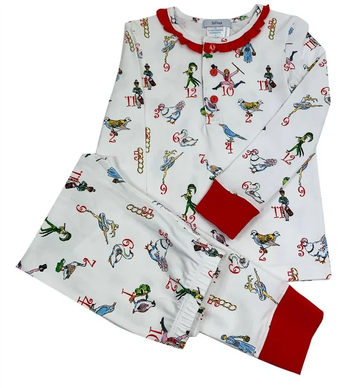 Girl 2-Pc Christmas Pj's In Twelve Day Of Christmas