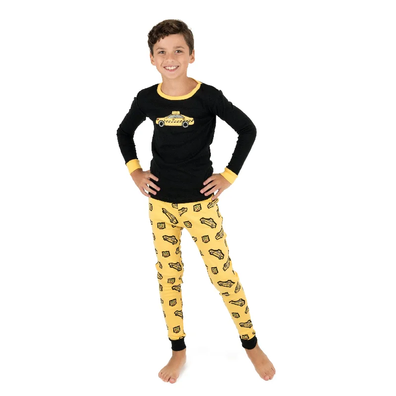 Kids Two Piece Cotton Pajamas Taxi