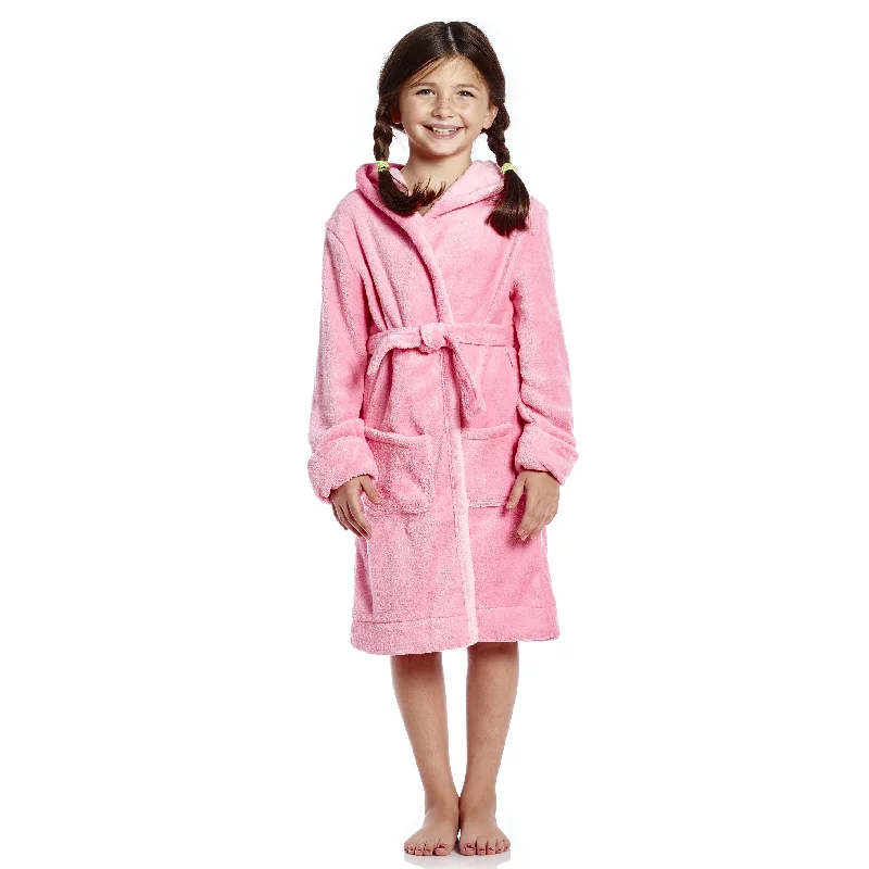 Kids Fleece Hooded Robe Classic Solid Color