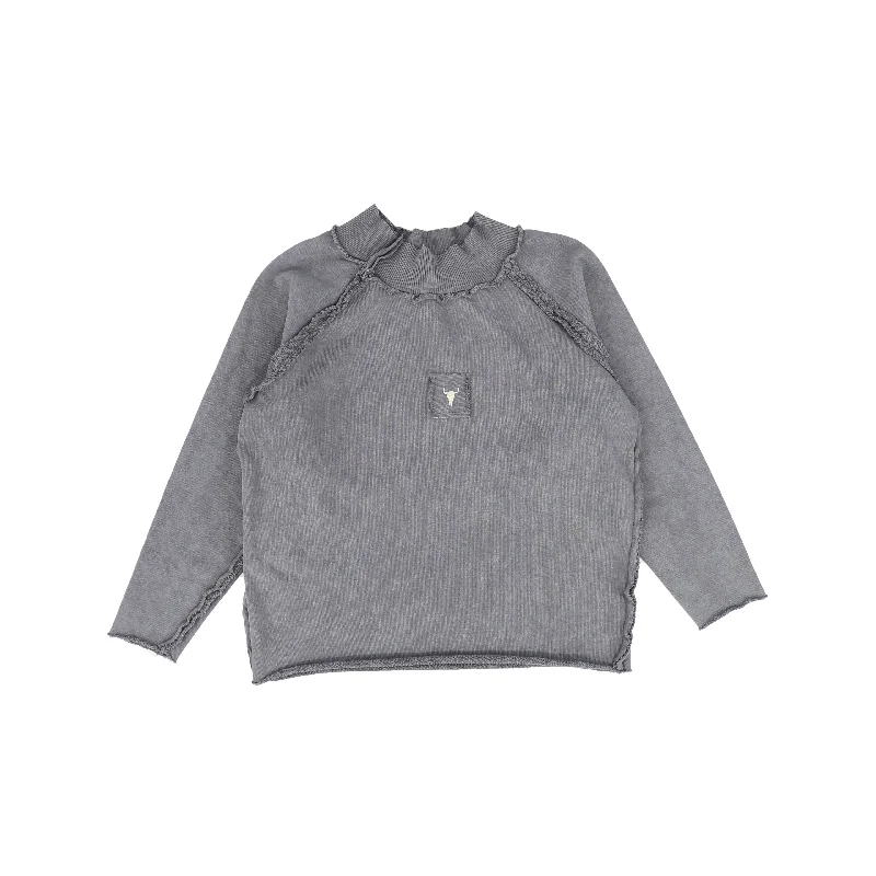 BOOSO GREY RAW EDGE TRIM SWEATSHIRT [FINAL SALE]