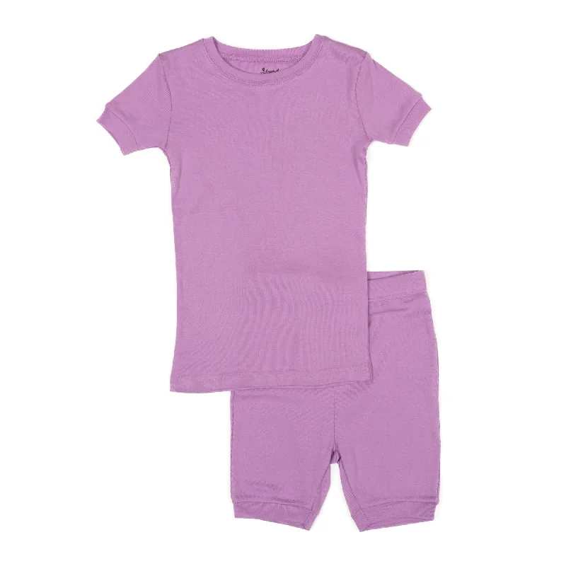 Kids Two Piece Cotton Short Pajamas Classic Solid Color