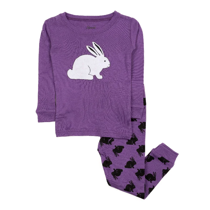 Kids Two Piece Cotton Pajamas Bunny Purple