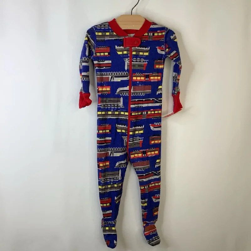 Size 6-12m (70): Hanna Andersson Blue Trains Long Sleeve 1pc PJs