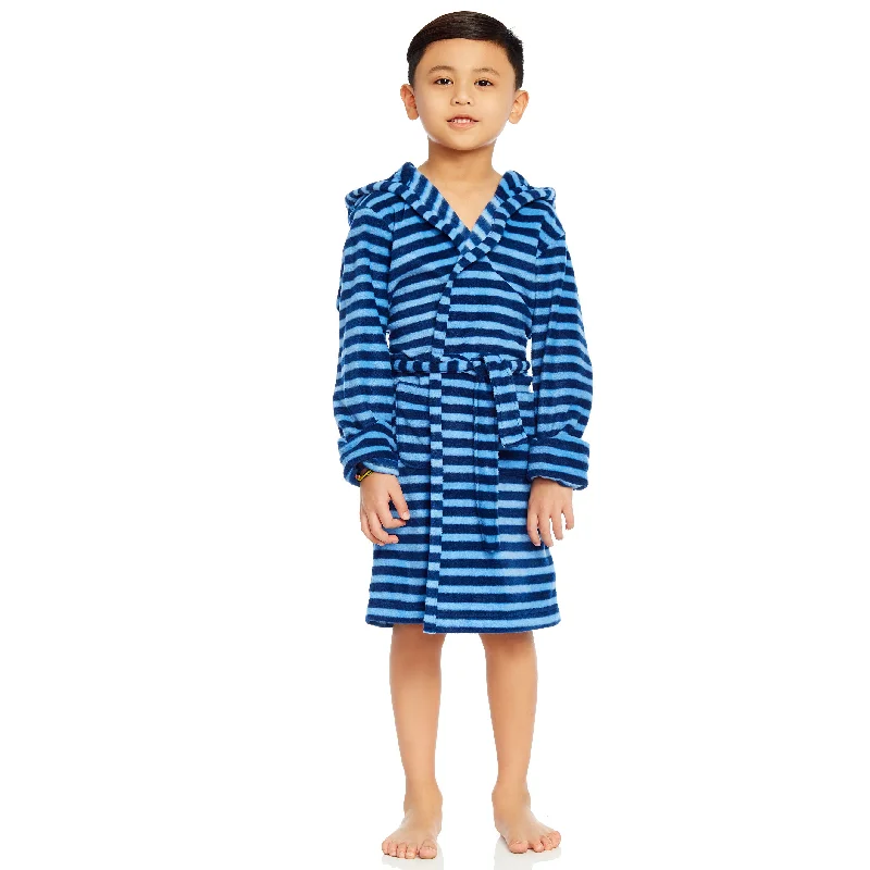 Kids Fleece Hooded Robe Striped