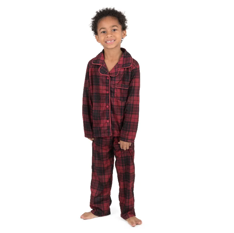 Christmas Kids Two Piece Flannel Feel Pajamas Plaid