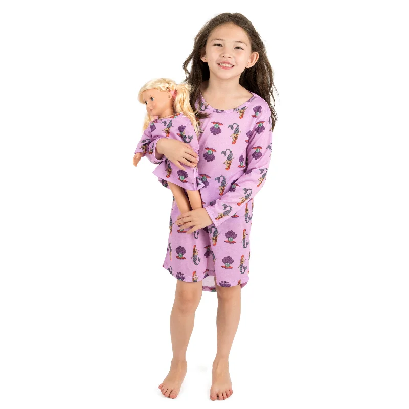 Girls and Matching Doll Nightgown Mermaid