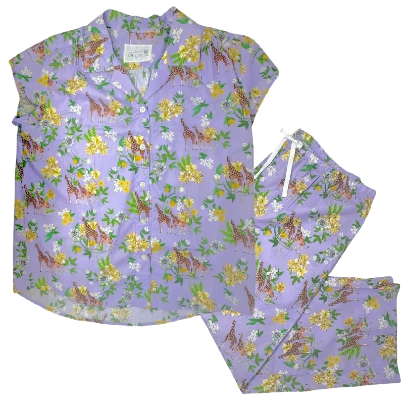 Gia Luxe Pima Capri Pajamas Set 2pc By The Cat’s Pajamas In Multi-colored, Size: XL