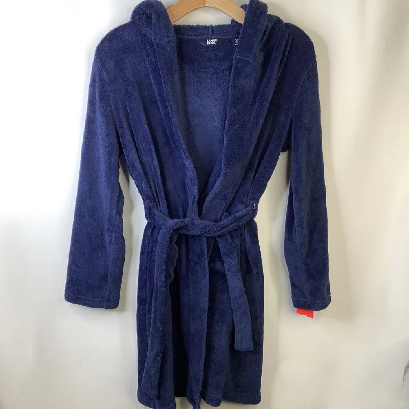 Size 12: Lands' End Navy Blue Fuzzy Bath Robe