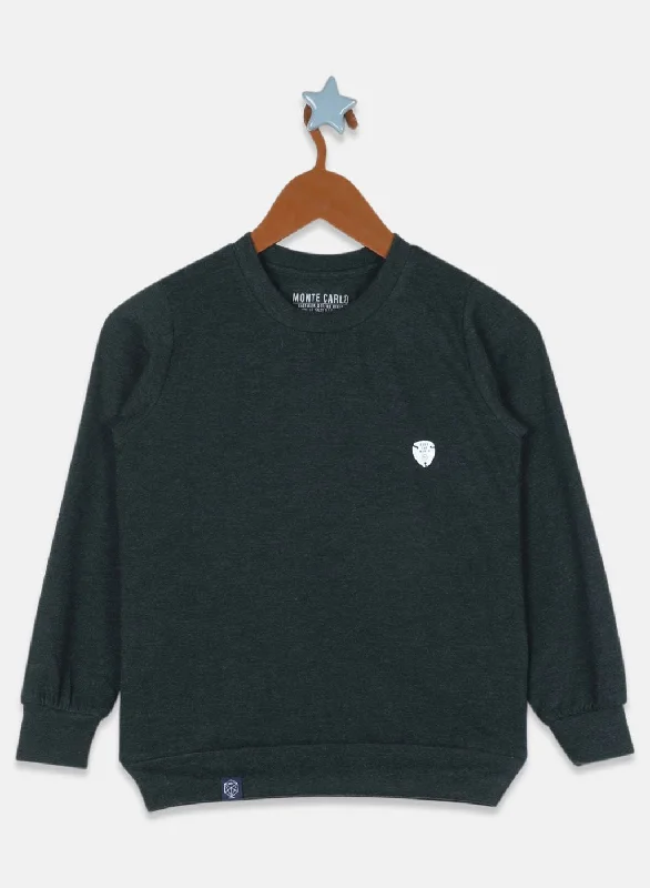 Boys Green Solid Sweatshirt