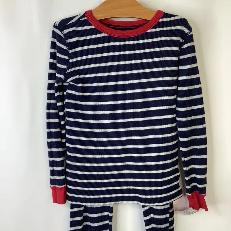 Size 6: Crewcuts Navy Blue/Grey Striped Waffle Long Sleeve 2pc PJs