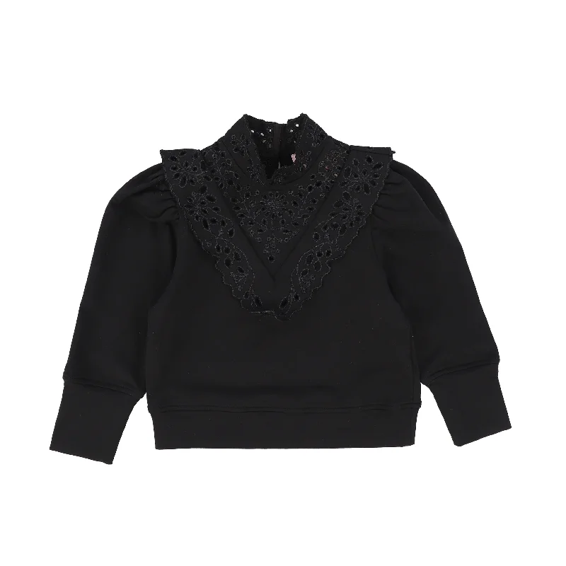 PETITE AMALIE BLACK CUT OUT V DETAIL TOP [Final Sale]